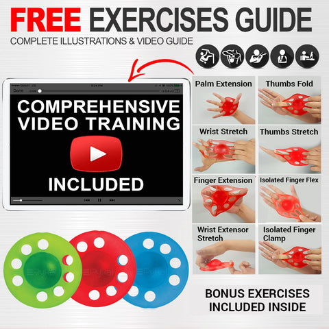 Image of hand strengthener with free exercise guide