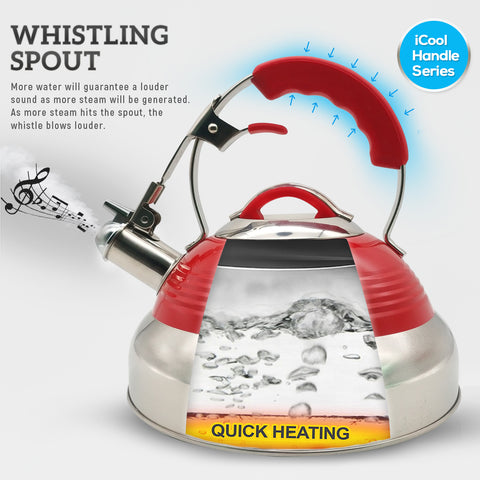 Image of Whistling Tea Kettle - Red Hotness (2.8 QT/2.65 L)