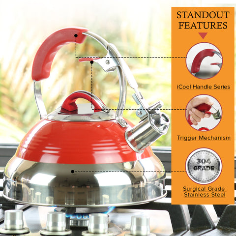 Image of Whistling Tea Kettle - Red Hotness (2.8 QT/2.65 L)